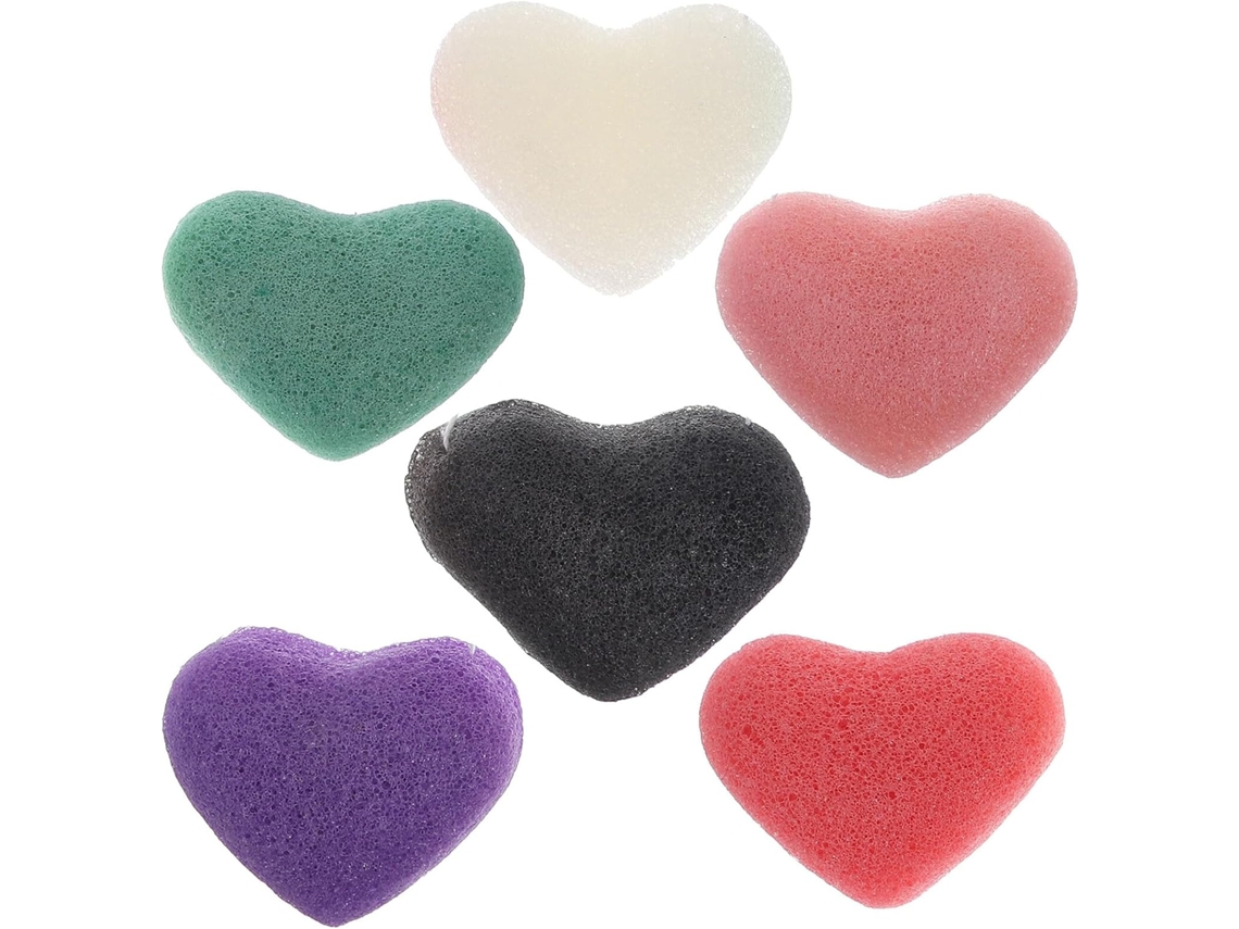 6pièces Lot De Éponges Nettoyantes Para Rostro Cœur Exfoliantes Corps