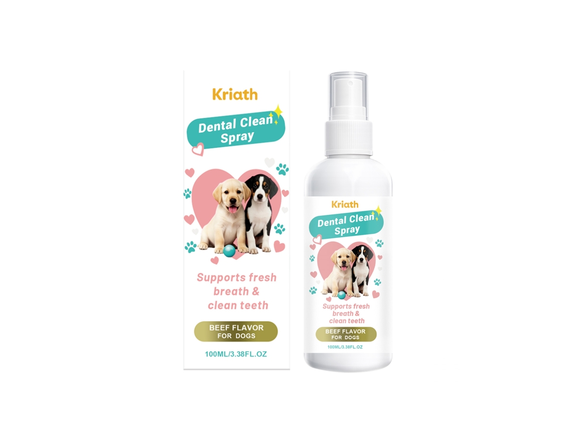 Spray de cuidado bucal Kriath para mascotas: limpieza diaria, eliminación de manchas, frescura.