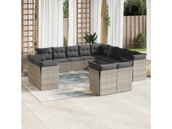 Conjunto de sofá de jardín de 13 piezas con cojines de mimbre gris de DKD Home Decor