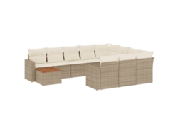 Maison Exclusive - Conjunto de sofá de jardín de 11 piezas con cojines de mimbre, color beige