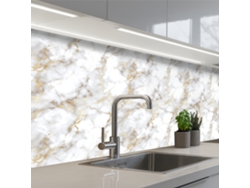 Salpicaderos De Cocina Vetas Doradas - Mármol - Blanco 200x80 Cm