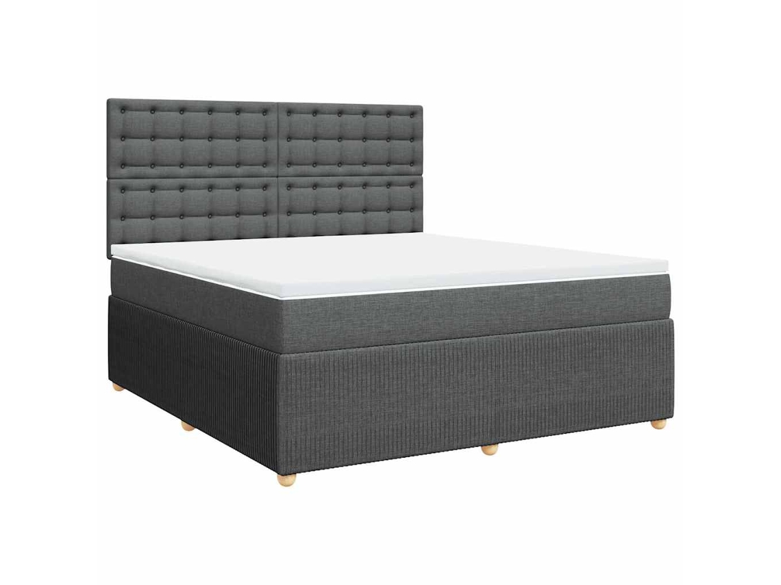 Maison Exclusive - Cama Box Spring Con Colchón Tela Gris Oscuro 180x200 Cm