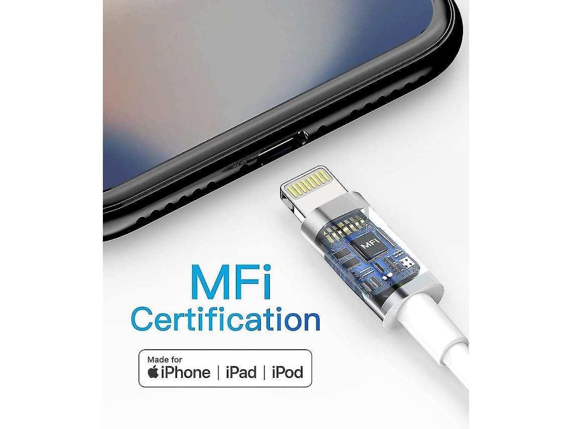Pack De 3 Cable Cargador Iphone 2M Cable Certificado Mfi