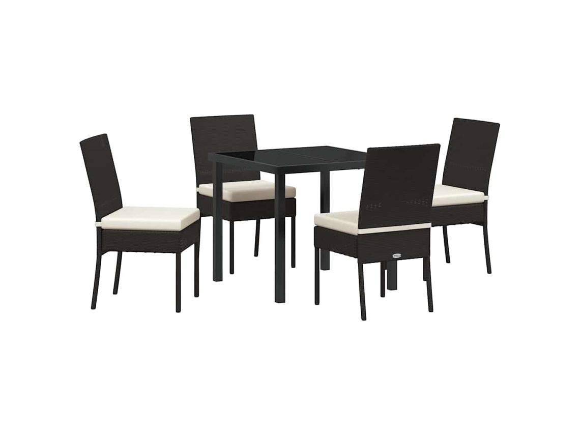 Juego de comedor de jardín de 5 piezas - Muebles de comedor de jardín de acero con recubrimiento de polvo negro HARLANV1