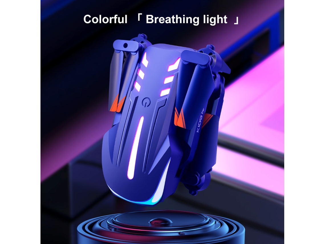 Mini dron plegable K109 con luz de respiración colorida de una sola cámara 4K (1 baterías - Duración de la batería: 12 min - Negro) YIZHOOD