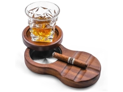 Bandeja Giratoria Para Cigarrillos Y Vaso De Whisky, Accesorio De Madera Para Cigarrillos, Regalo Para Hombres.