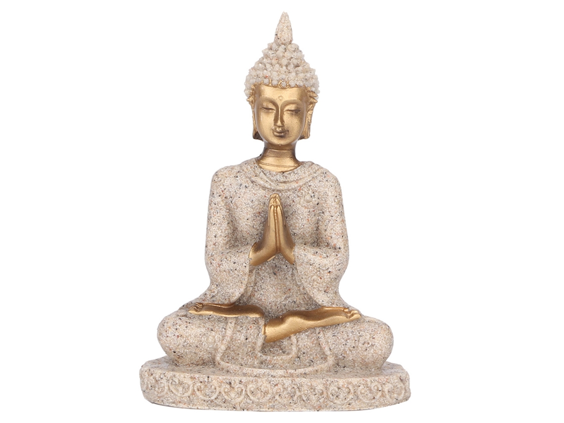 Estatua de Buda meditando sentado, escultura dorada, adorno decorativo para el hogar (dorado)