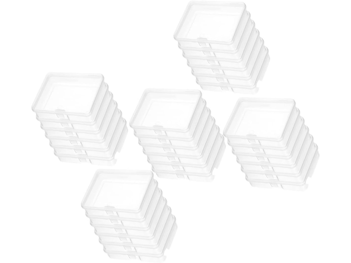 Recipientes Plástico Transparente Juego 30 Tapas Abatibles Lisos Resistentes Objetos Pequeños Cuentas Mini
