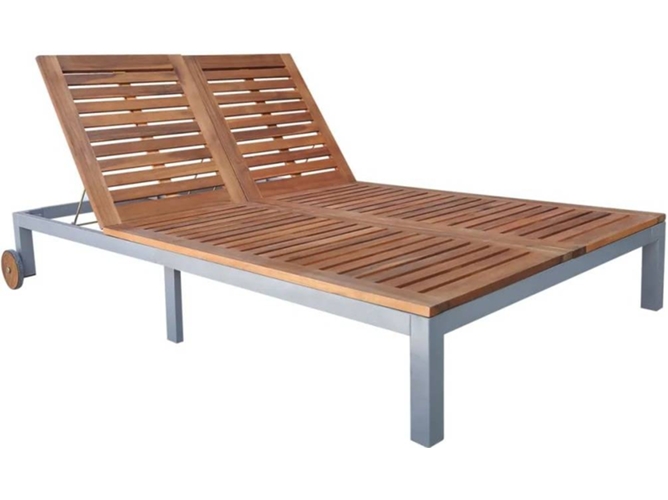 vidaXL Tumbona doble de madera maciza de acacia