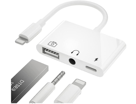 Adaptador Lightning para cámara USB 3 3 en 1 Adaptador USB hembra Otg con conector para auriculares de 3,5 mm Divisor de carga BISBISOUS