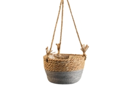 Cesta decorativa marrón para flores, estilo rústico retro, tejida.