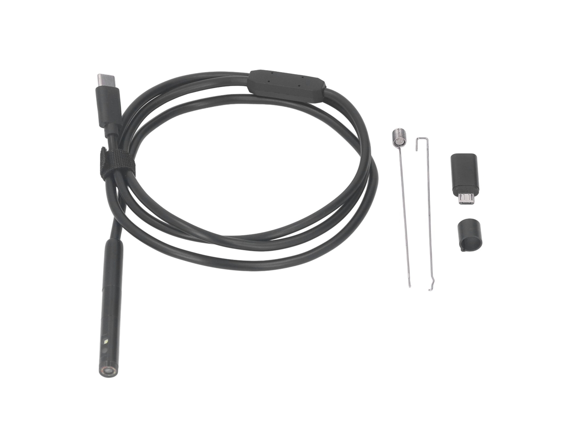 Câmera endoscópica USB-C 1920p lentes duplas IP67 cabo semi rígido 3m para celular S/MARCA