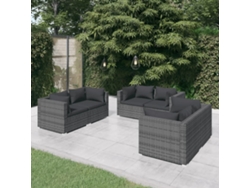 Conjunto de jardín de 6 piezas con cojines de mimbre gris de DKD Home Decor