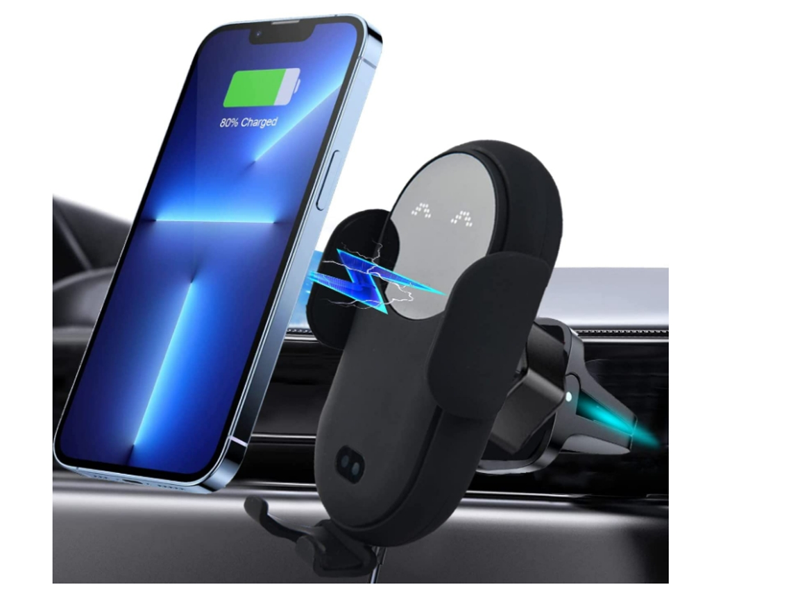 Cargador Inalambrico Auto Qi Fast Sujeción Yizhood Negro