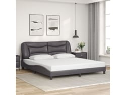 Estructura De Cama Sin Colchón Cuero Sintético Gris 180x200 Cm