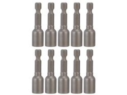 Juego De 10 Brocas Magnéticas De Impacto, Hexagonales, M8x48mm, Con Mango De 1/4 De Pulgada, Color Gris.