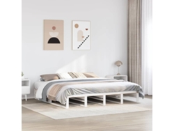 Estructura De Cama Sin Colchón Madera Maciza Blanca 200x200 Cm