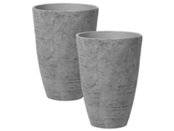 Conjunto de 2 macetas BELIANI Camia de Mezcla de piedra Gris 43x43x60