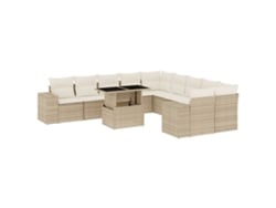 Conjunto 11 de sofás de jardín VIDAXL con cojines ratán sintético beige