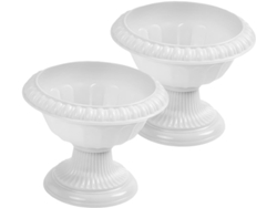 Inoomp 2 Macetas De Estilo Romano Fabricadas En Plástico Blanco Con Base,s A La Intemperie, Ideales Para Decoración De