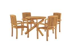 Maison Exclusive - Juego De Comedor Para Jardín 5 Piezas Madera Maciza De Teca