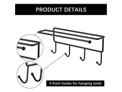 Soportes De Utensilios De Cocina, Estantes De Baño Sin Taladrar Montados En Pared Con Ganchos Adhesivos 2 Pack Negro