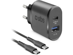 Cargador SBS Tipo C 18W Negro