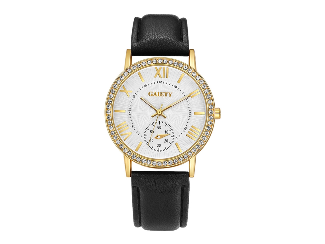 Reloj De Pulsera De Aleación Para Mujer Con Diamantes De Imitación, Pantalla De Cuarzo Analógica, Redondo, Dorado.
