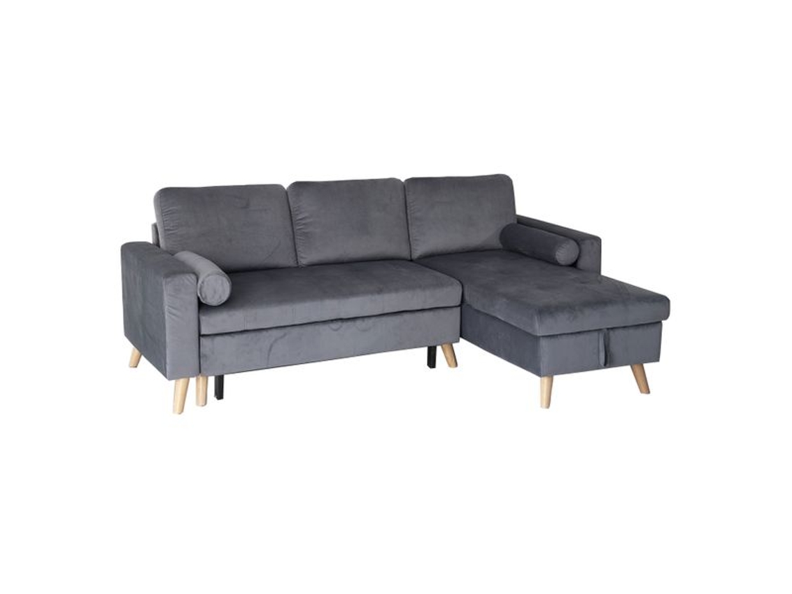 Sofá convertible JAMES 3 plazas en terciopelo gris