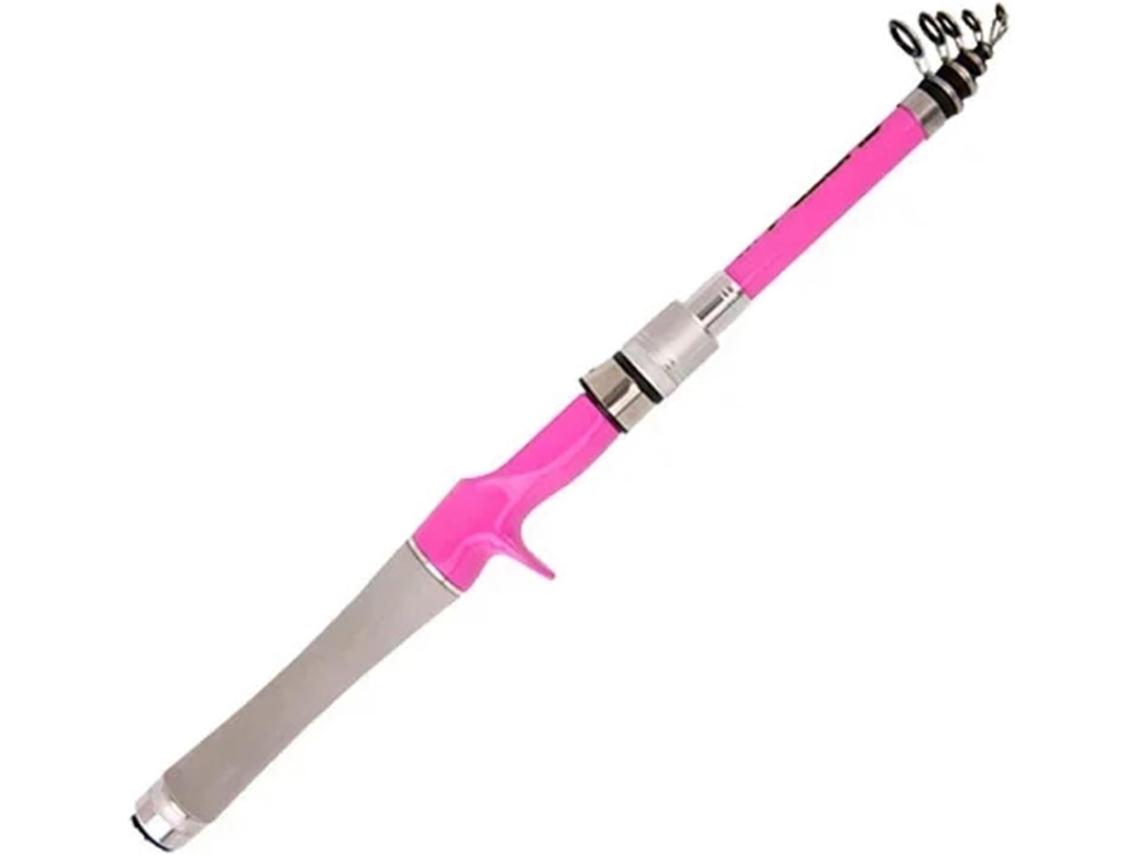Caña De Pescar, Pesca Telescópica Corta Viaje, Alta Sensibilidad, Fibra Carbono, Rosa Para Señuelos, 1,5/1,...
