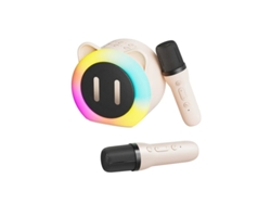 Mini máquina de karaoke portátil con Bluetooth y micrófono dual para casa, vacaciones, color blanco Yizhood