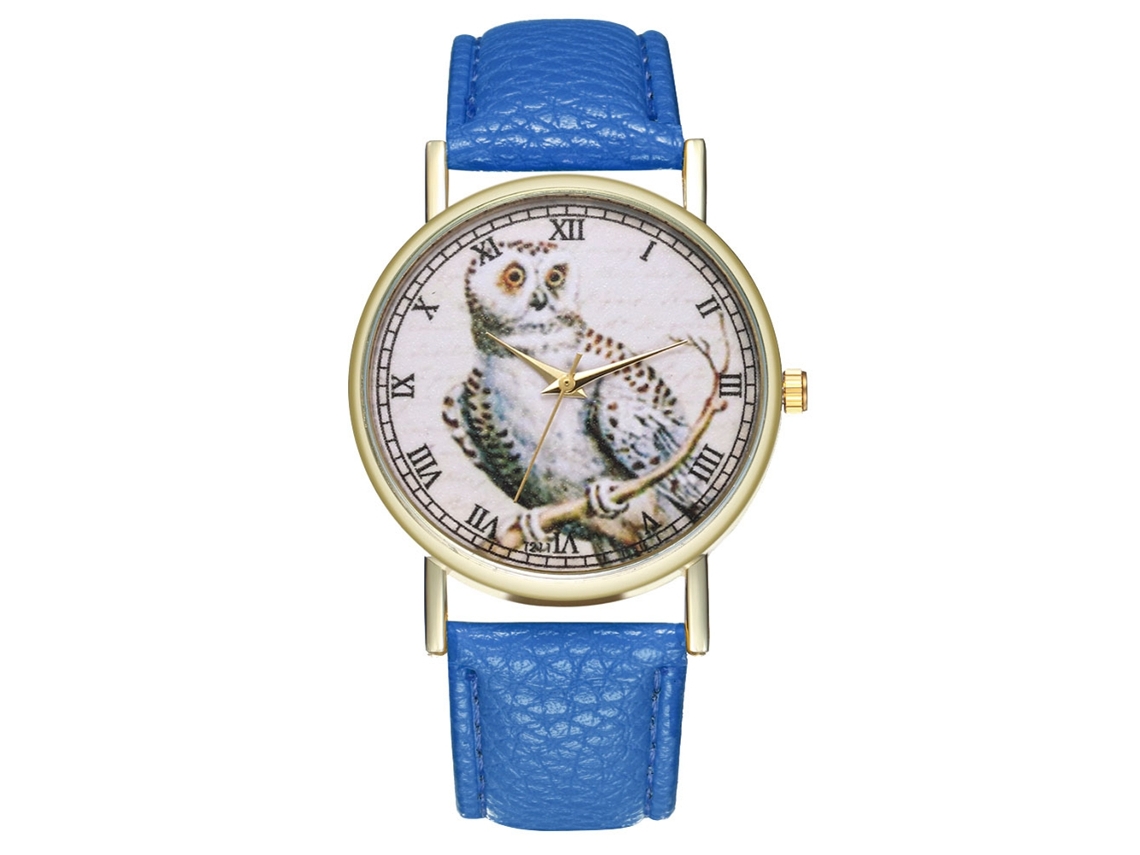 Elegante Reloj De Pulsera De Cuarzo Para Hombre Y Mujer, Con Estampado De Dibujos Animados, Color Azul, A La Moda.