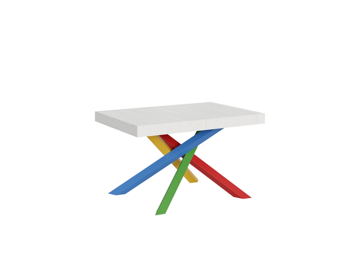 Mesa Extensible 120/380x90 cm Volantis Blanco Fresno Patas Multicolor 4/b Itamoby