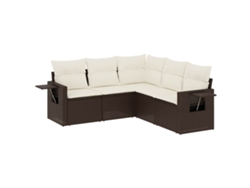 Maison Exclusive - Set Comedor De Jardín 5 Piezas Y Cojines Ratán Sintético Marrón