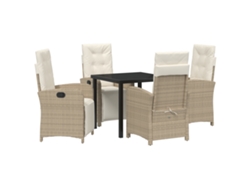 Conjunto de comedor de jardín Vidaxl de 5 piezas con cojines en ratán y poliéster beige