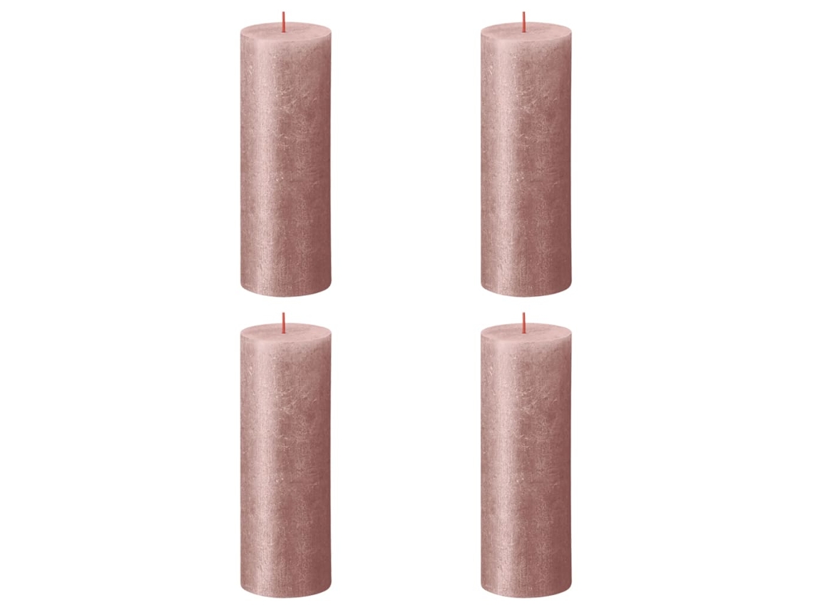 Bolsius Velas rústicas Shimmer 4 unidades rosa 190x68 mm