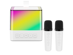 Mini máquina de karaoke para niños y adultos. Altavoz portátil de karaoke con Bluetooth, dos micrófonos inalámbricos y luces RGB. Chennnls