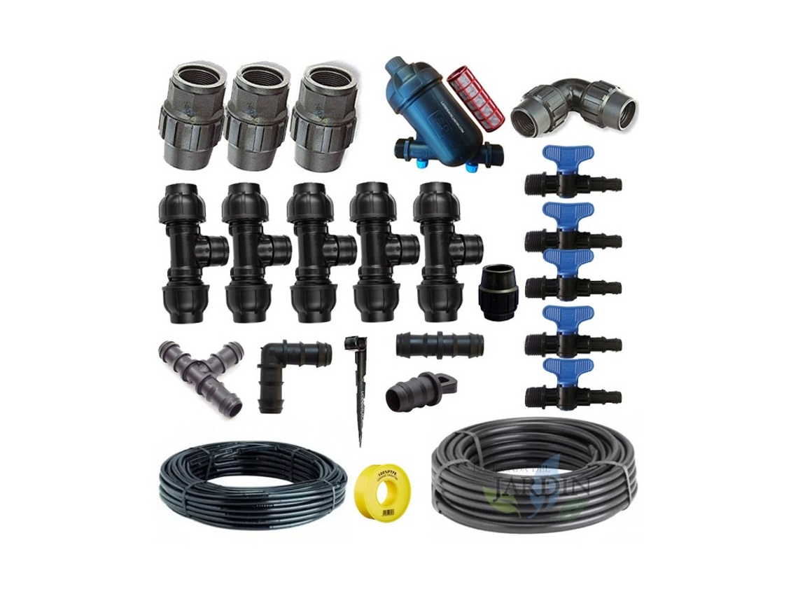 Kit Riego Por Goteo Para Jardin Hasta 100 M2. Incluye Tuberia Y Accesorios De Instalación Para Conexión A Grifo SUINGA