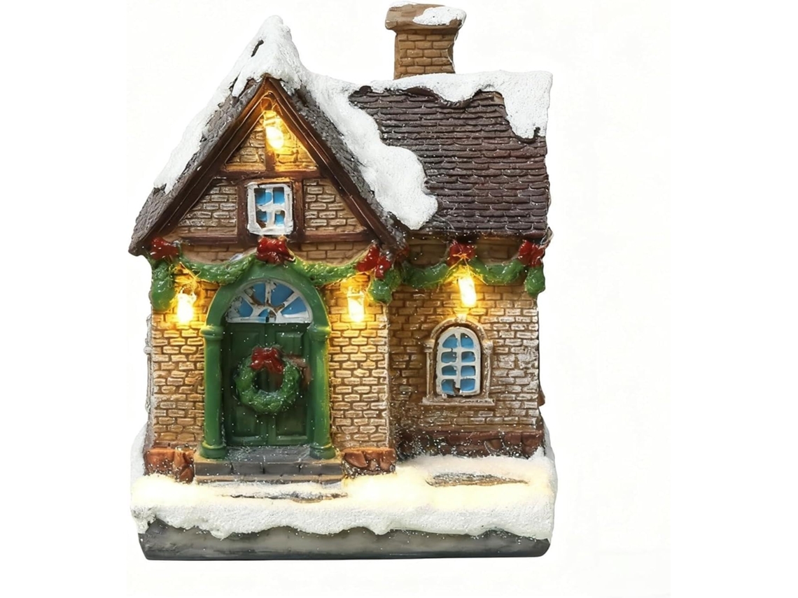 Luz navideña en forma de casita, LED, ideal para decoración navideña. (10,5 x 8,5 cm)