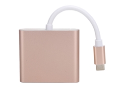 Hub adaptador USB-C 3.1 3 en 1 HDMI Dock 4K Oro Rosa