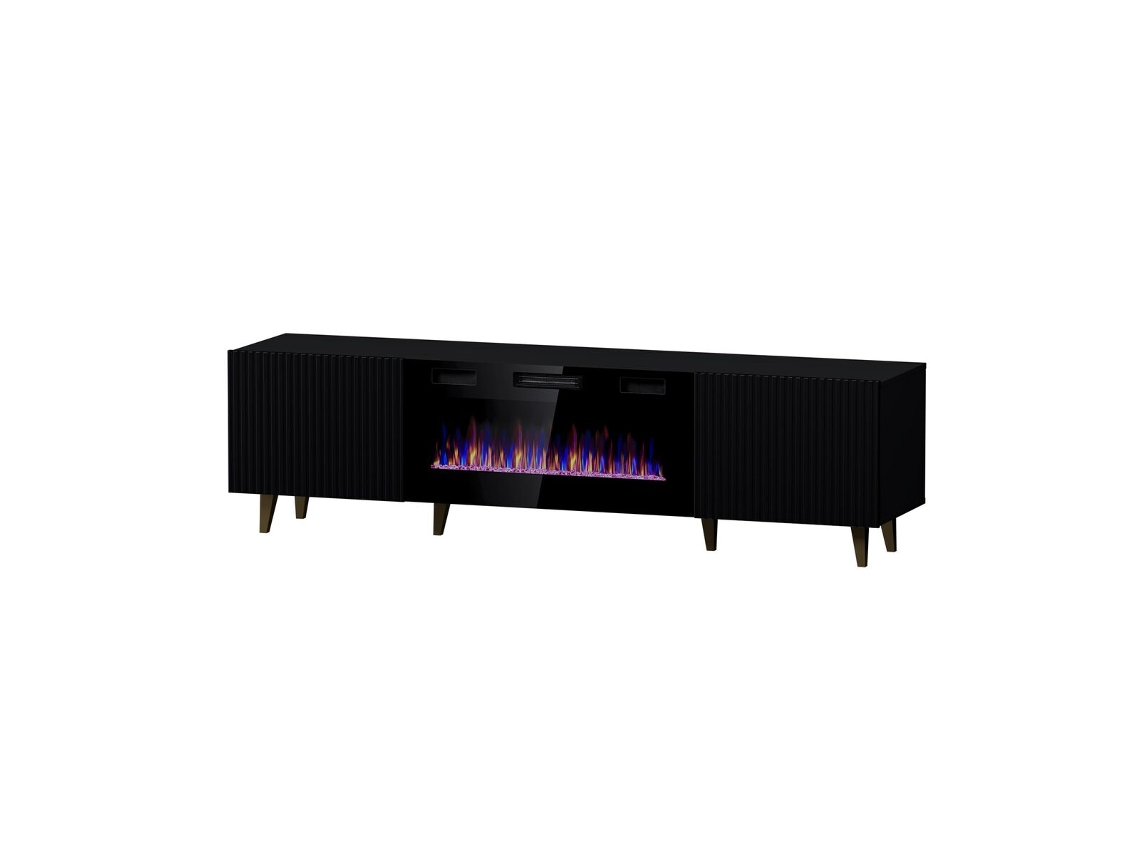 Mueble de TV CAMA MEBLE PAFOS RTVK CZ Negro Oro Laminado Plástico Madera MDF Aglomerado 180x49x42 cm