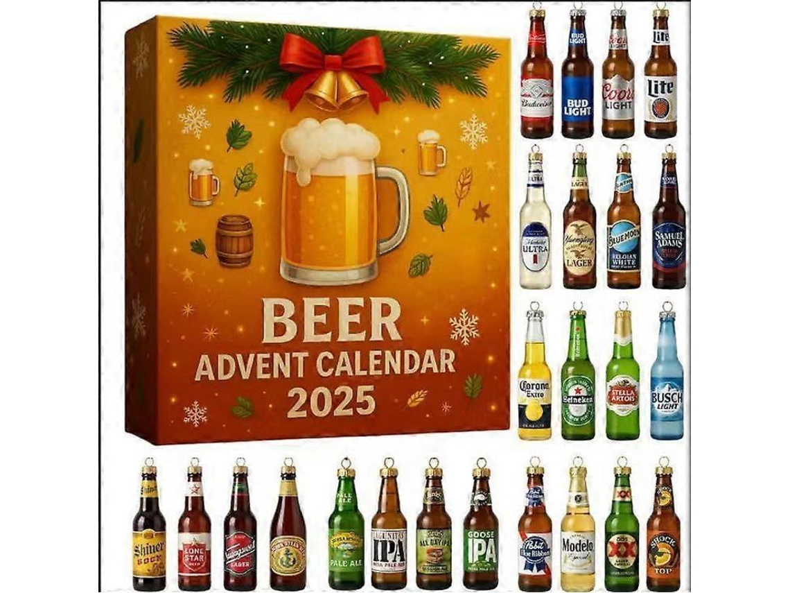 Calendario De Adviento De Navidad 2025 De Acrílico Decorativo, Estilo Cerveza.