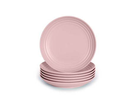Juego de 6 Platos Clásicos Reutilizables de 16 Cm PLASTIC FORTE (Rosa)