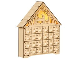 Calendario Adviento Madera 24 Cajones Belén Led Decoración Navideña