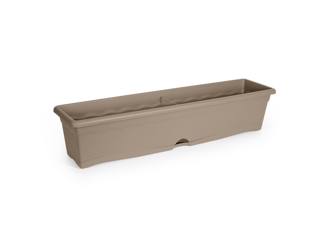 PLASTIKEN TERRA - Jardinera con Plato Integrado. Medida 80 cm 16L. Taupe