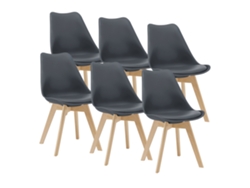 Juego de 6 sillas de comedor Fläten [EN.CASA] estilo escandinavo 82x49x54cm cuero sintético - Gris