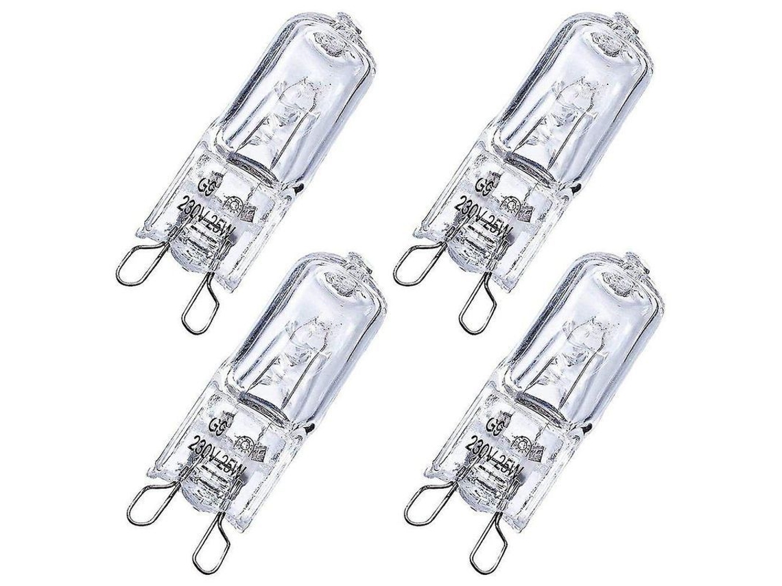 Kit De 4 Bombillas Halógenas G9 Para Horno, 25 W, 230 V, 300 °c, 2700 K, 2000 H.