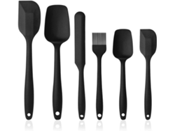 Espátula Y Raspador De Masa De Silicona, Juego De 6 Piezas, Color Negro.