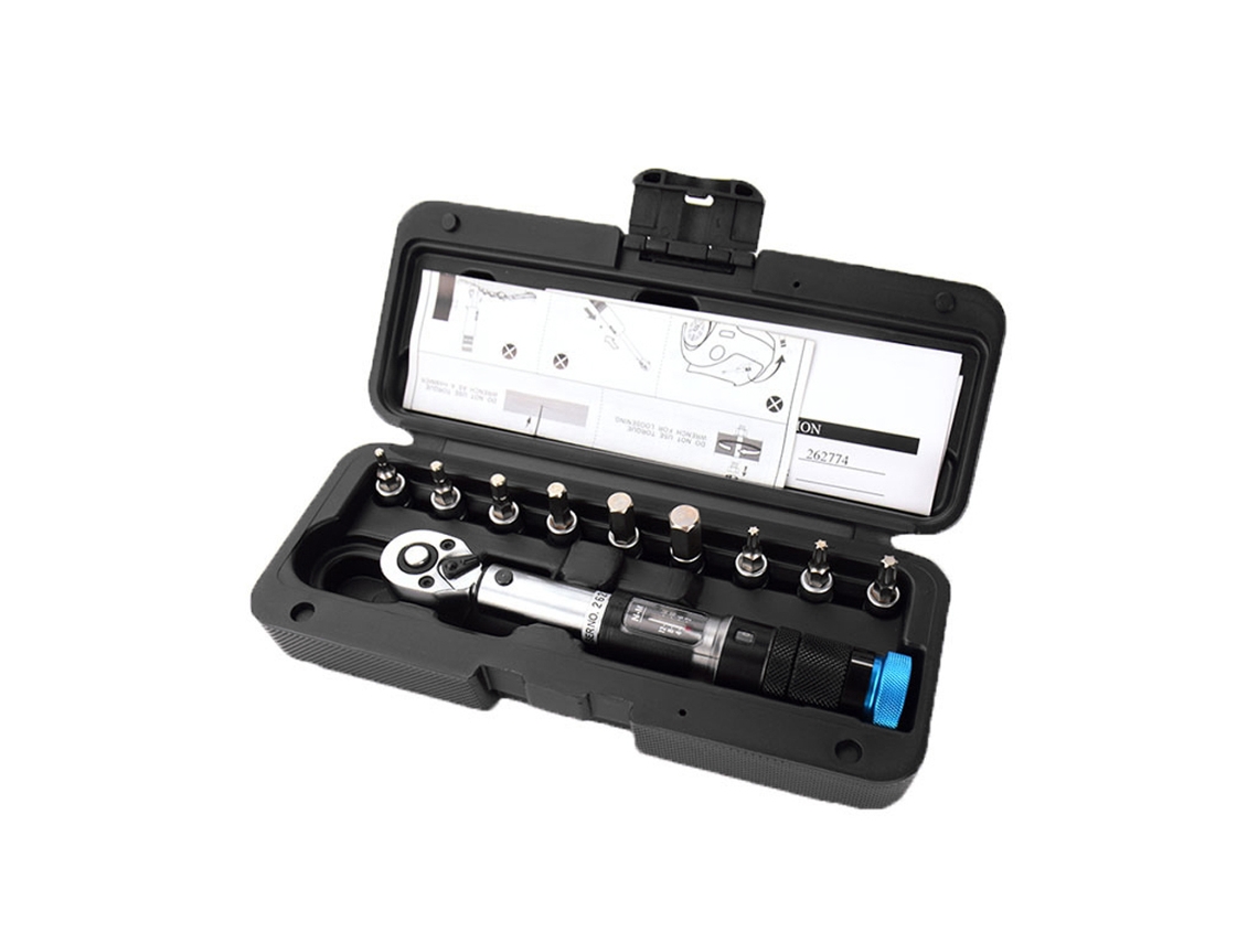 Juego de llaves dinamométricas preajustadas de 1/4 de pulgada, 2-14 nm, 11 piezas con estuche para reparaciones de bicicletas, automóviles y el hogar