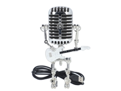 Micrófono Robótico De Metal Con Guitarra, Estilo Punk Vintage, Lámpara Led Blanca